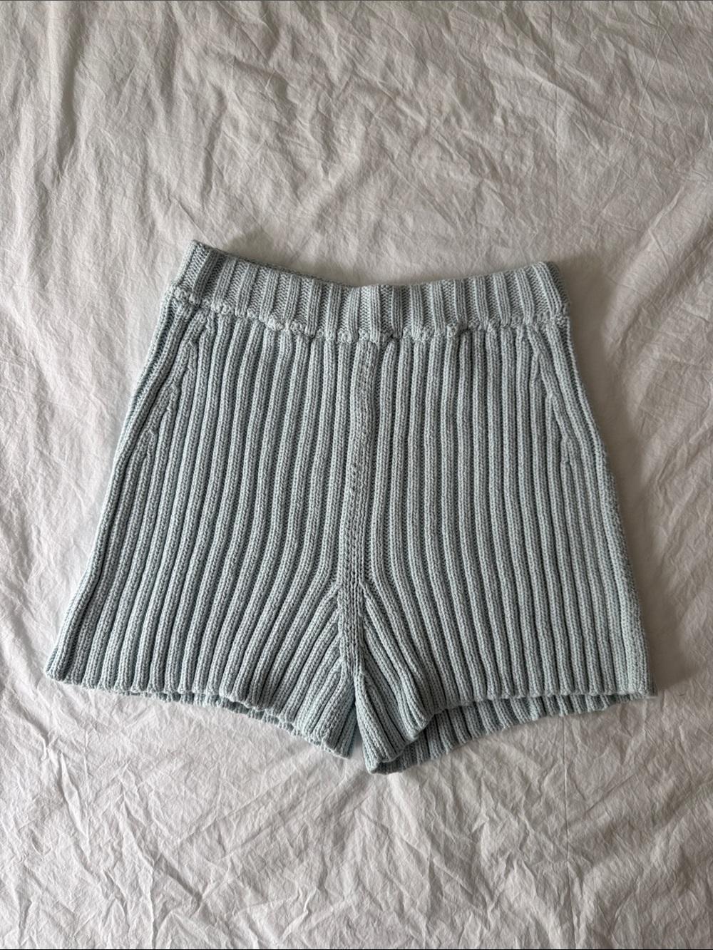 The Knotty Ones Cotton Knit Shorts Blue